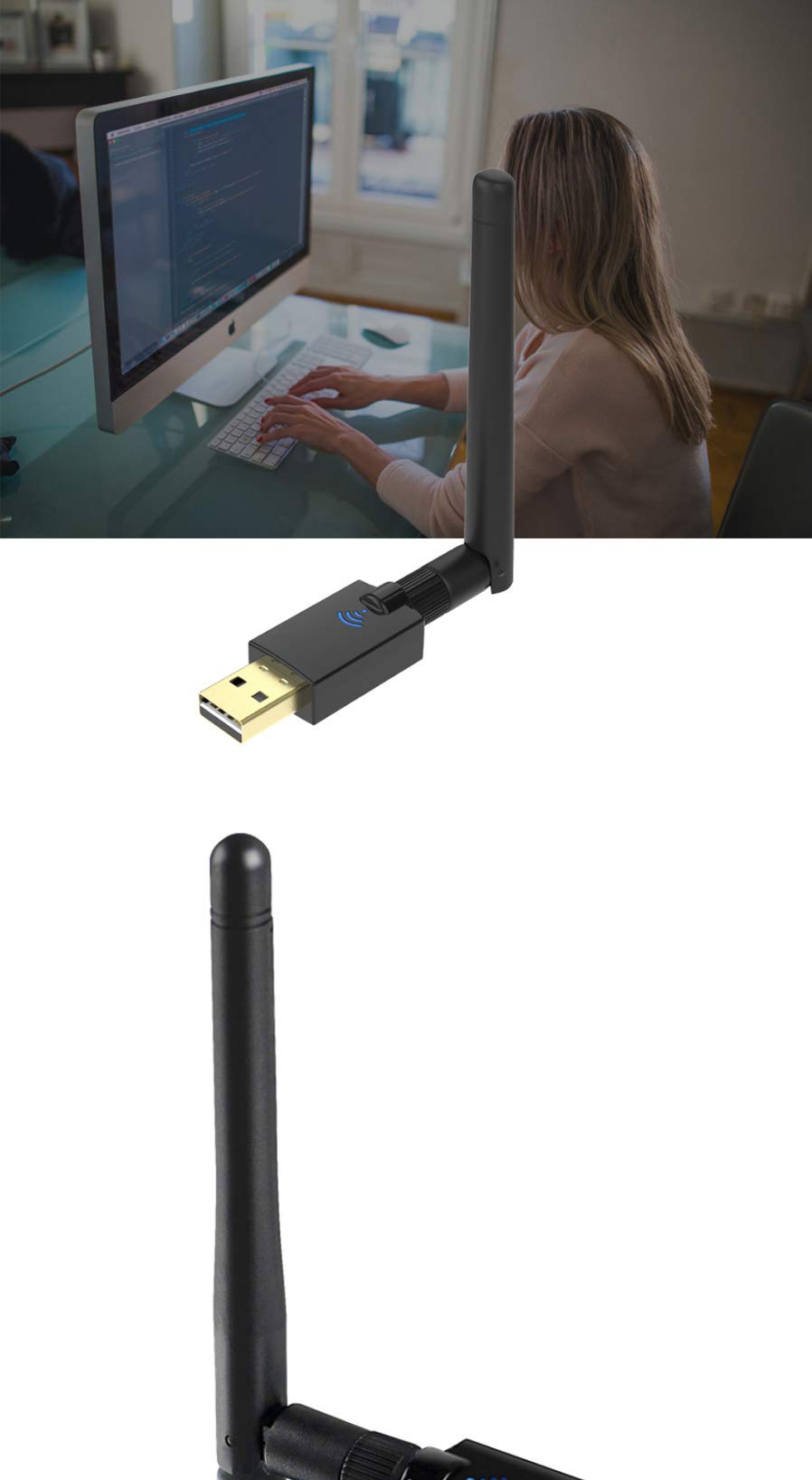 EP-DB1607 5Ghz USB Wireless WiFi Adapter 600Mbps 802.11ac USB Ethernet Adapter Network Card Wi-Fi Receiver for PC Black-GOLDEN BLUE