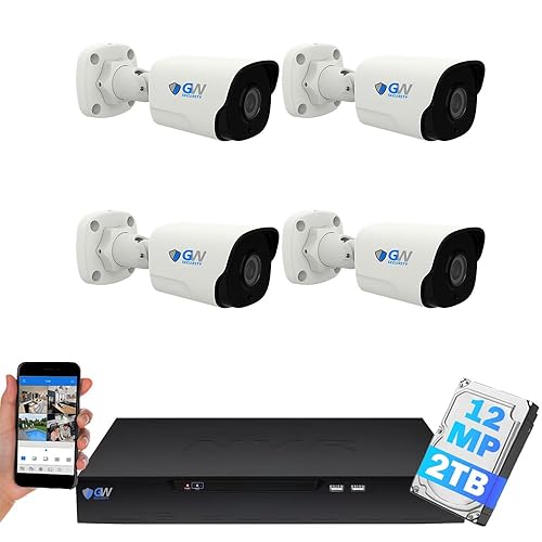 GW Security 8 Channel NVR UltraHD 12MP 6K Face/Human/Vehicle Detection PoE Security Camera System with 4 x 6K 12MP IP Microphone Outdoor/Indoor Smart
