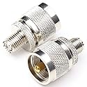 ANHAN UHF Male to Mini UHF Female Connectors, 2Packs - Coaxial Adapter, 50 Ohm, Pure Brass, Nickel Plated