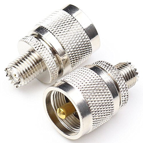 ANHAN UHF Male to Mini UHF Female Connectors, 2Packs - Coaxial Adapter, 50 Ohm, Pure Brass, Nickel Plated