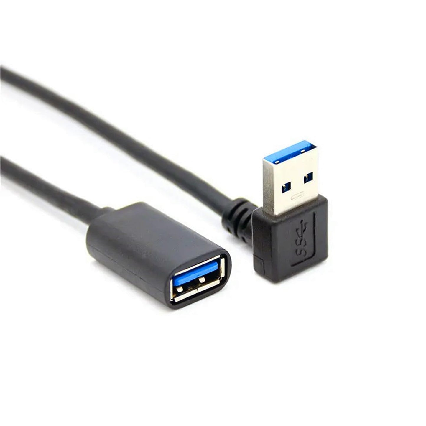 ALINNA 90 Degree USB 3.0 Extension Cable, Black USB 3.0 Male to Female Extender Cord 30cm (Up Angle)