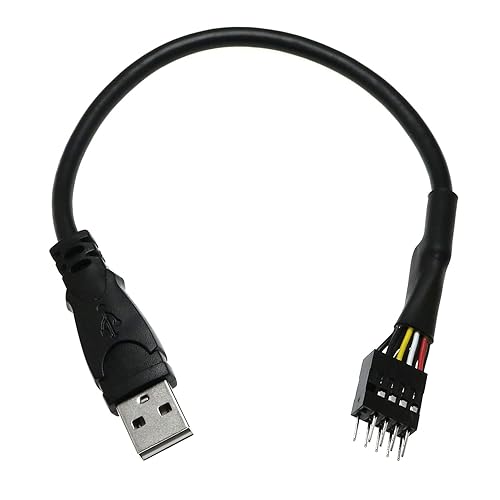 BAIRONG Black 9-Pin USB IDC Male Header to Single USB 2.0 Type A Male Cable 7.8 Inches