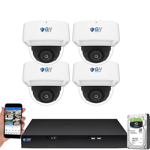 GW Security 8 Channel NVR 4K 8MP PoE 2.8-12mm Varifocal Zoom Security Camera System with 4 x 4K 8MP IP Microphone Waterproof Smart AI Dome Camera