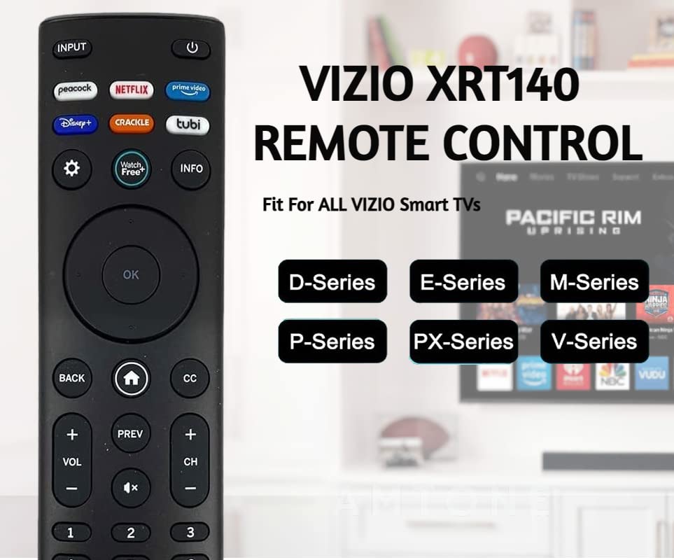 Amtone XRT140 Universal Replacement Remote Control for VIZIO All LED LCD HD 4K UHD HDR Smart TVs with Netflix Dis+ Crackle Tubi Apps for D24FF1