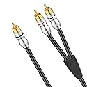 J&D RCA Cable, 1 RCA Male to 2 RCA Male Y-Splitter Digital Stereo Audio Cable Subwoofer Cord for Subwoofer, Home Theater, 15 Feet