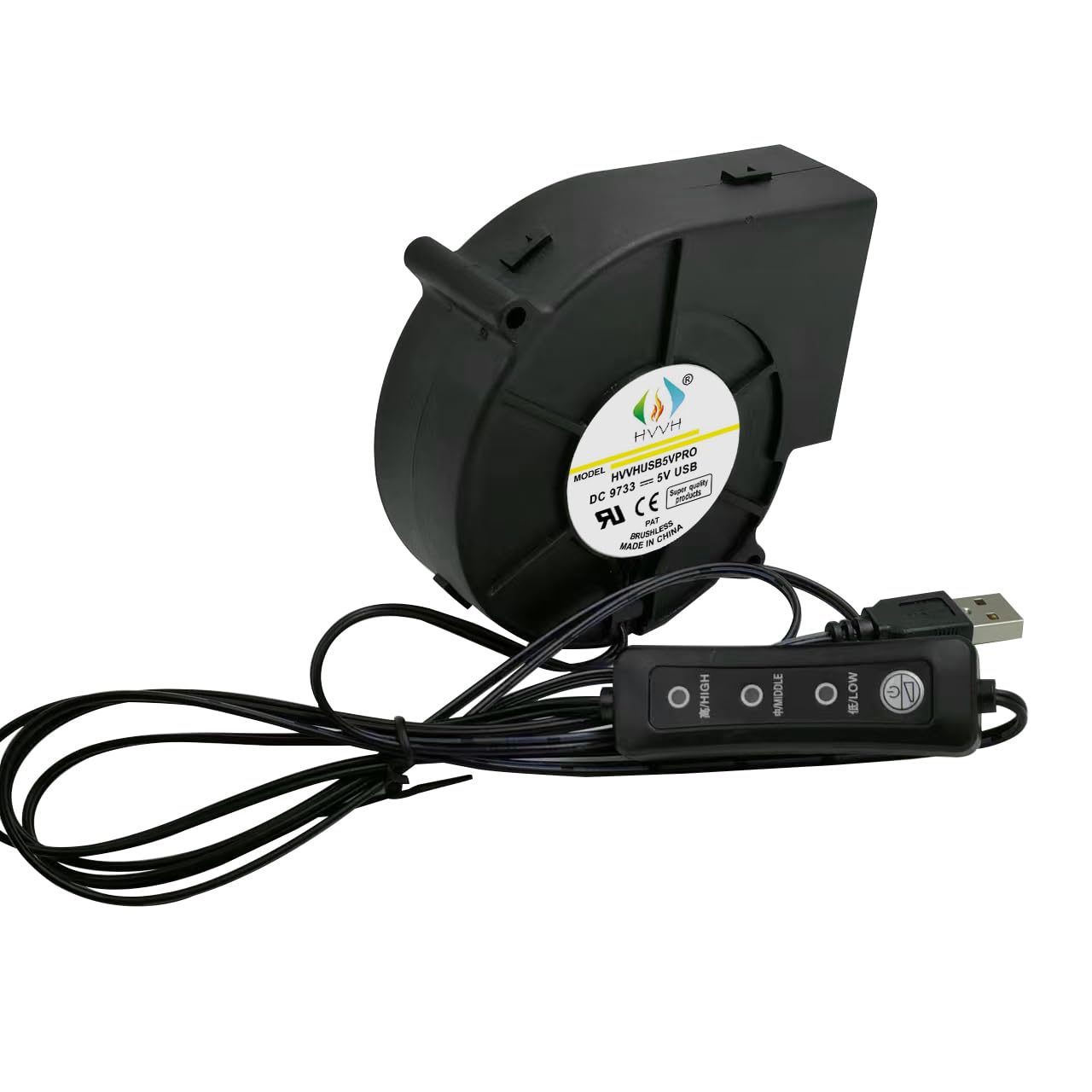 HVVH Portable Dual Ball 5V USB 3500RPM 35CFM Multifunctional Variable Speed DIY Air Mover Blower USB Cooling Fan for DIY Computer Case, Mining Server