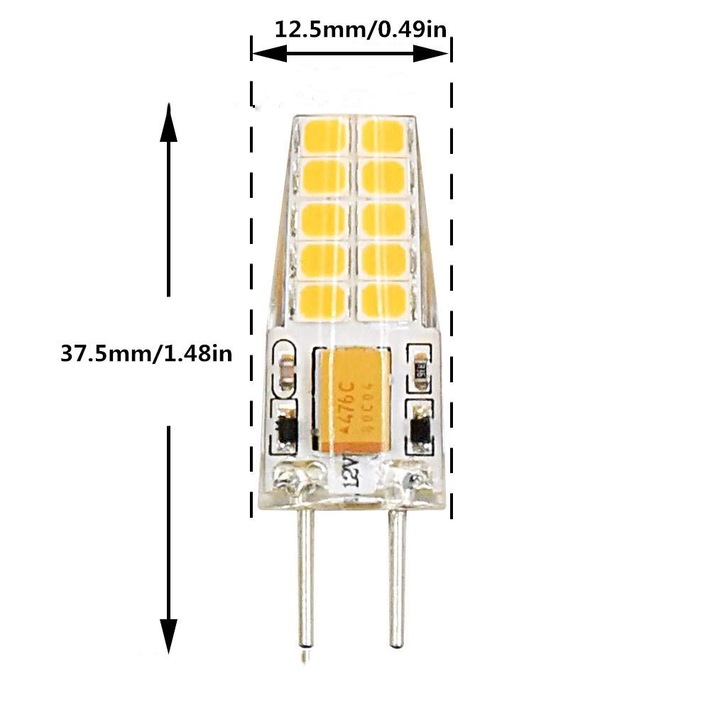 Lxcom Lighting 2.5W G4 led Light Bulbs AC/DC 12V G4 Mini LED Bulb(4 Pack)- 25W Halogen Light Bulbs Replacement Warm White 3000K JC T3 Lamp
