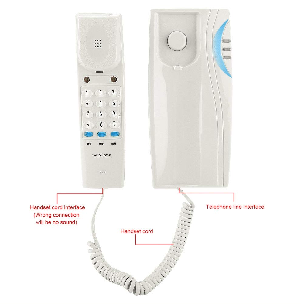 Bewinner Corded Phone, Mini Wall Desktop Landline Phone, Landline Phone for Home with Pause Function/Mute/Indicator Light/Simple Beauty(White)