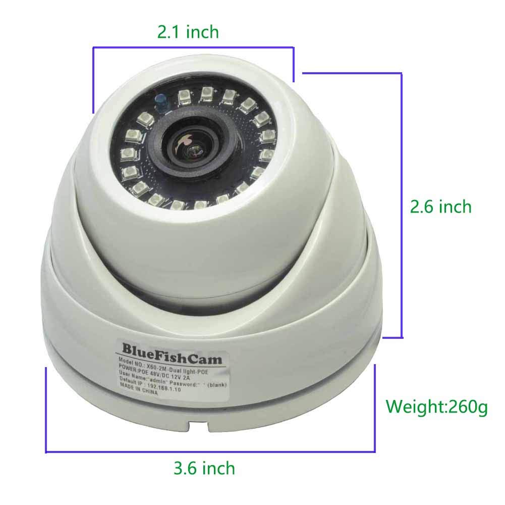 BlueFishCam Wired Dome PoE IP Camera 4MP POE Dome Network Camera Outdoor CCTV Infrared IP(2.8mm)
