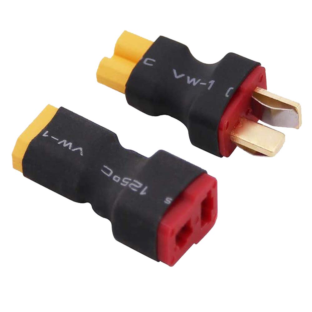 Yiqigou 2 Pairs No Wire Deans-T Plug Male Female Connector to XT30 Male Female Plug Connector Conversion Adapter for RC Batteries