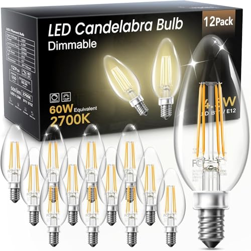 TJOY Candelabra LED Bulbs, E12 60W Equivalent Dimmable for Chandelier Light
