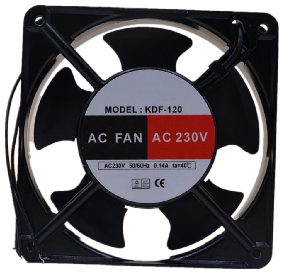 KDF-120 AC 230V 0.14A 120x120x38mm 91CFM 2-Wire Cooling Fan