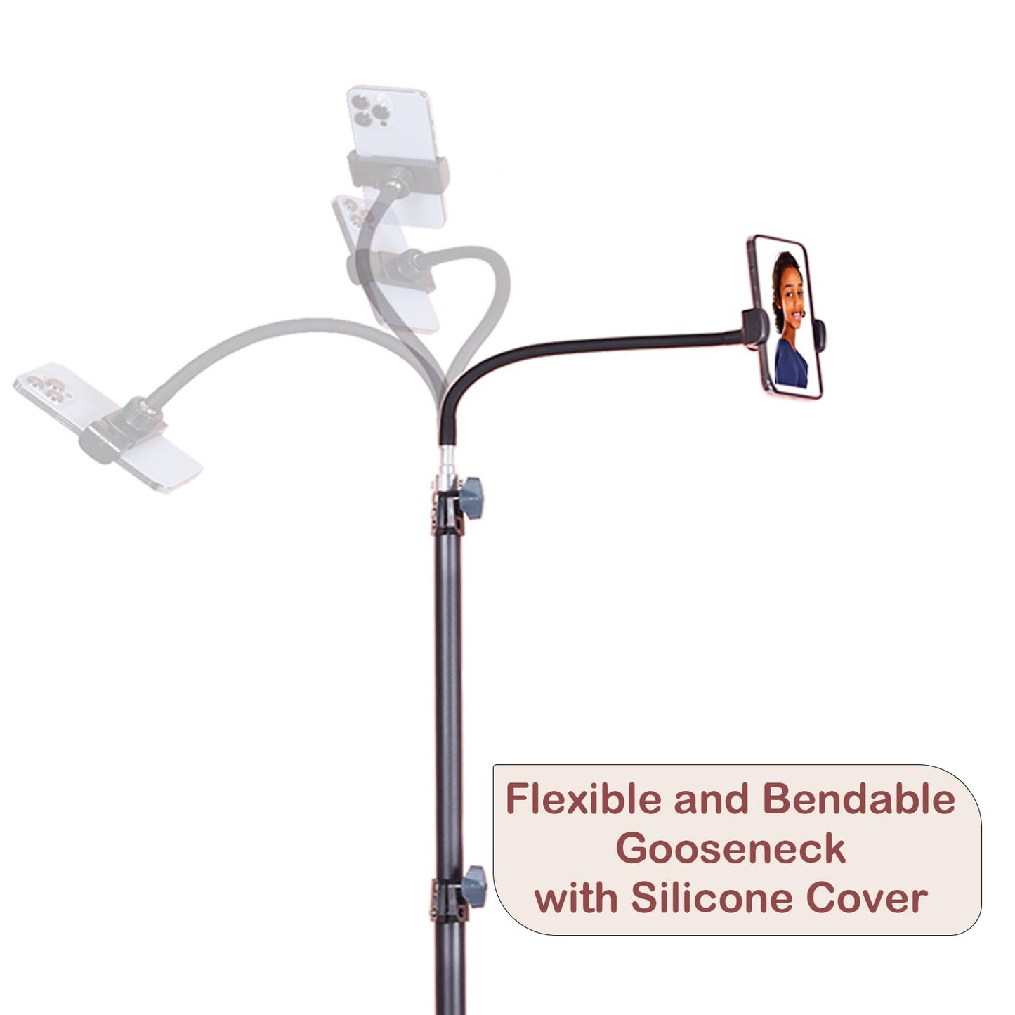 HAITENT Floor Tripod Stand, 7.2 Feet Retractable Adjustable Gooseneck Tall Tripod for iPhone 12 Pro Max, iPhone 11 Pro Max, iPhone Xs Max, with Smart
