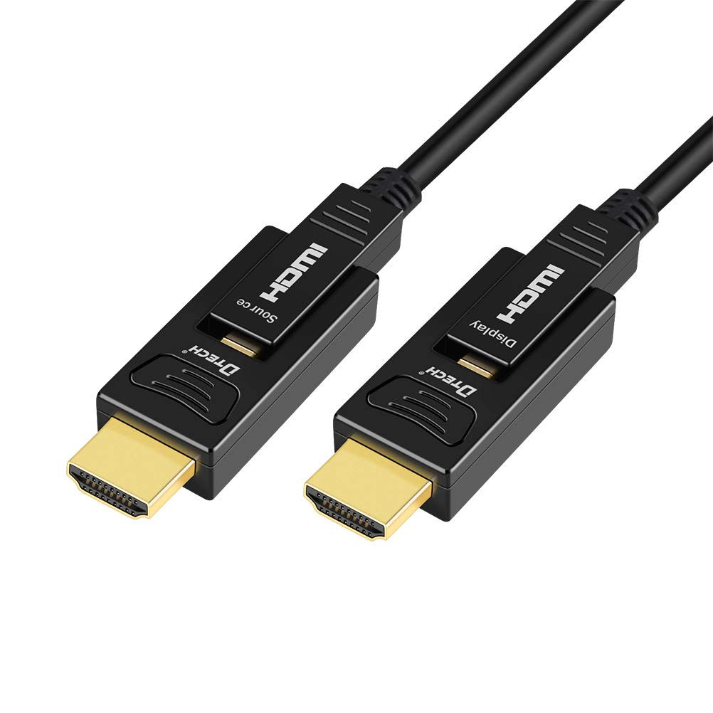 DTECH Fiber Optic HDMI Cable 50 Feet 4K 60Hz 444 Chroma Subsampling 18Gbps High Speed Ultra HD with Dual Connector Micro HDMI and Standard HDMI Cord