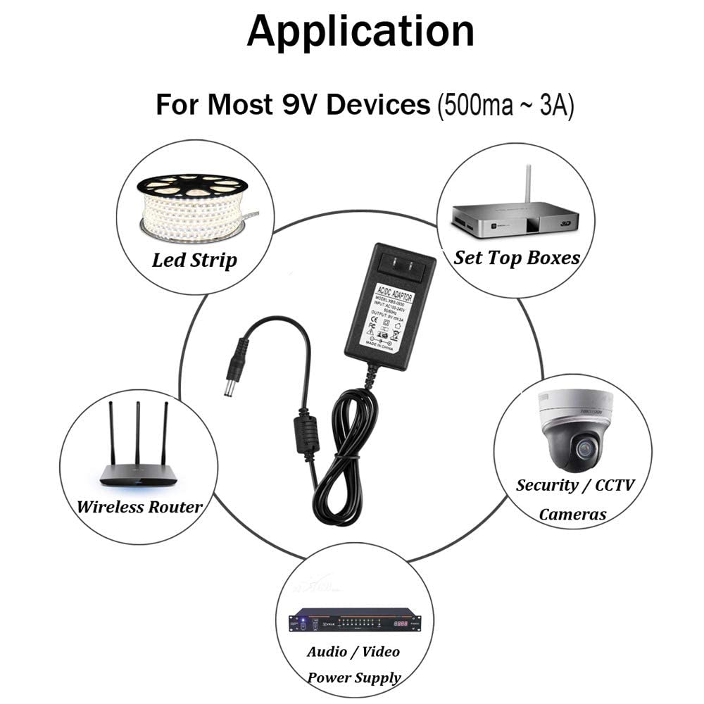 AlloverPower 9V 3A 27W DC Power Supply Adapter Power Cord Charger for Schwinn Exercise Bike or Arduino UNO R3, for Crosley Cruiser CR8005A…