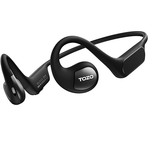 TOZO Upgraded Open Ear Headphones Bluetooth 5.3 Air Conduction Wireless Headphones Sport Earbuds with Premium Sound, 32 EQs via APP, Dual-Mic Call…