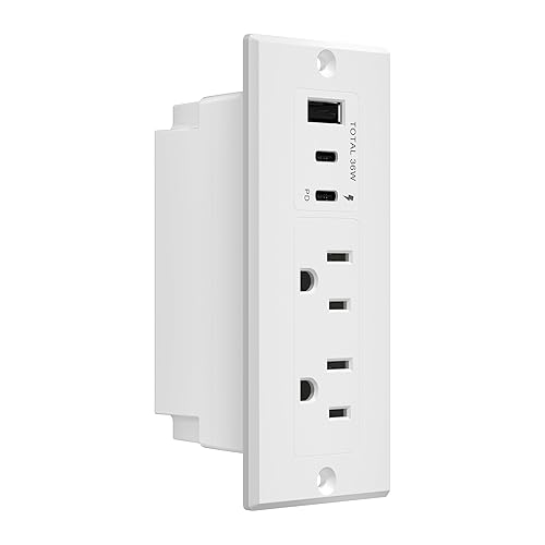 LIDER PD 36W Recessed Outlet Station with USB-A and USB-C Ports, Desktop Power Grommet, Power Delivery, Tamper-Resistant Receptacles, Power Strip