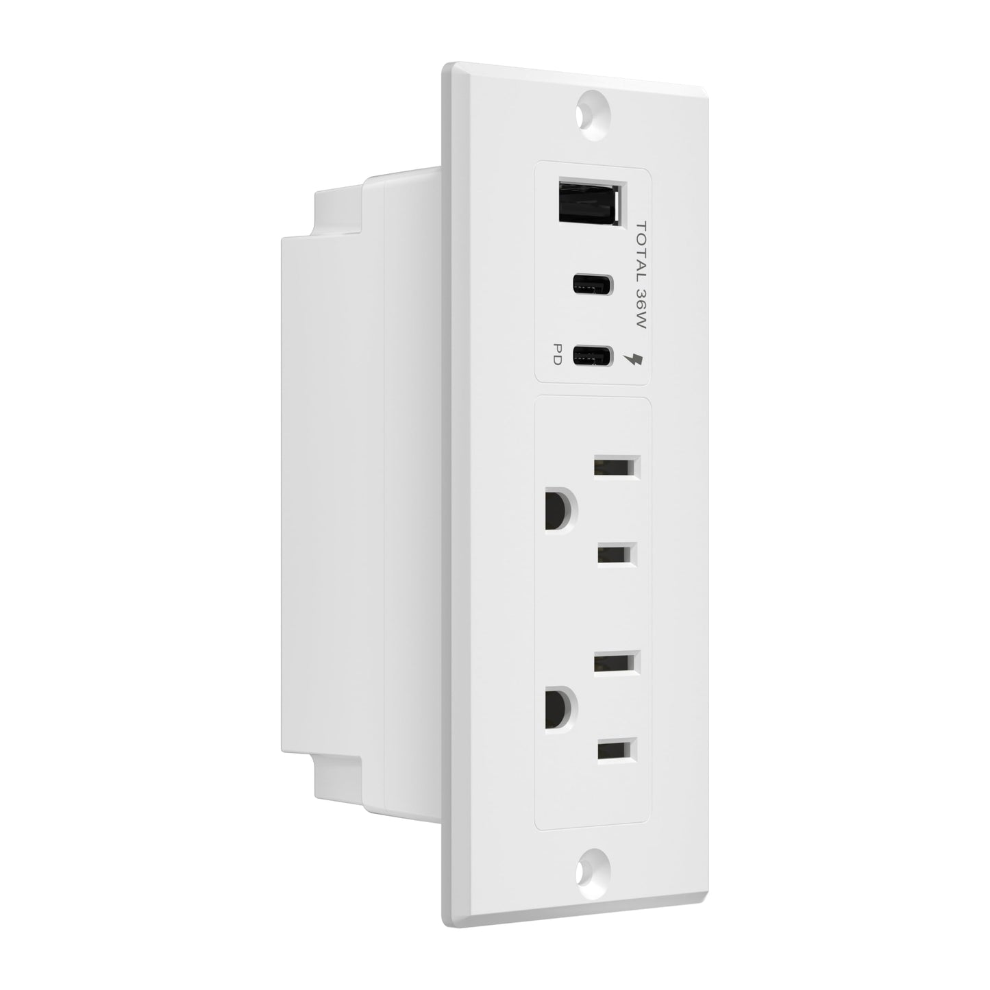 LIDER PD 36W Recessed Outlet Station with USB-A and USB-C Ports, Desktop Power Grommet, Power Delivery, Tamper-Resistant Receptacles, Power Strip