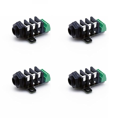 Treedix 4PCS TRS Jack Breakout Board PCB Pannel Mount 6pin 1/4'' 6.35mm Female Socket Stereo Headphone Jack
