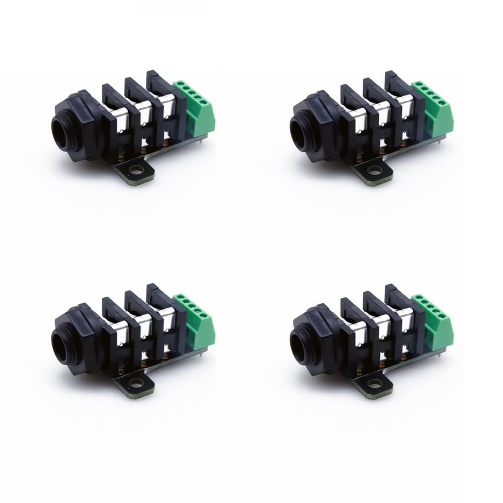Treedix 4PCS TRS Jack Breakout Board PCB Pannel Mount 6pin 1/4'' 6.35mm Female Socket Stereo Headphone Jack