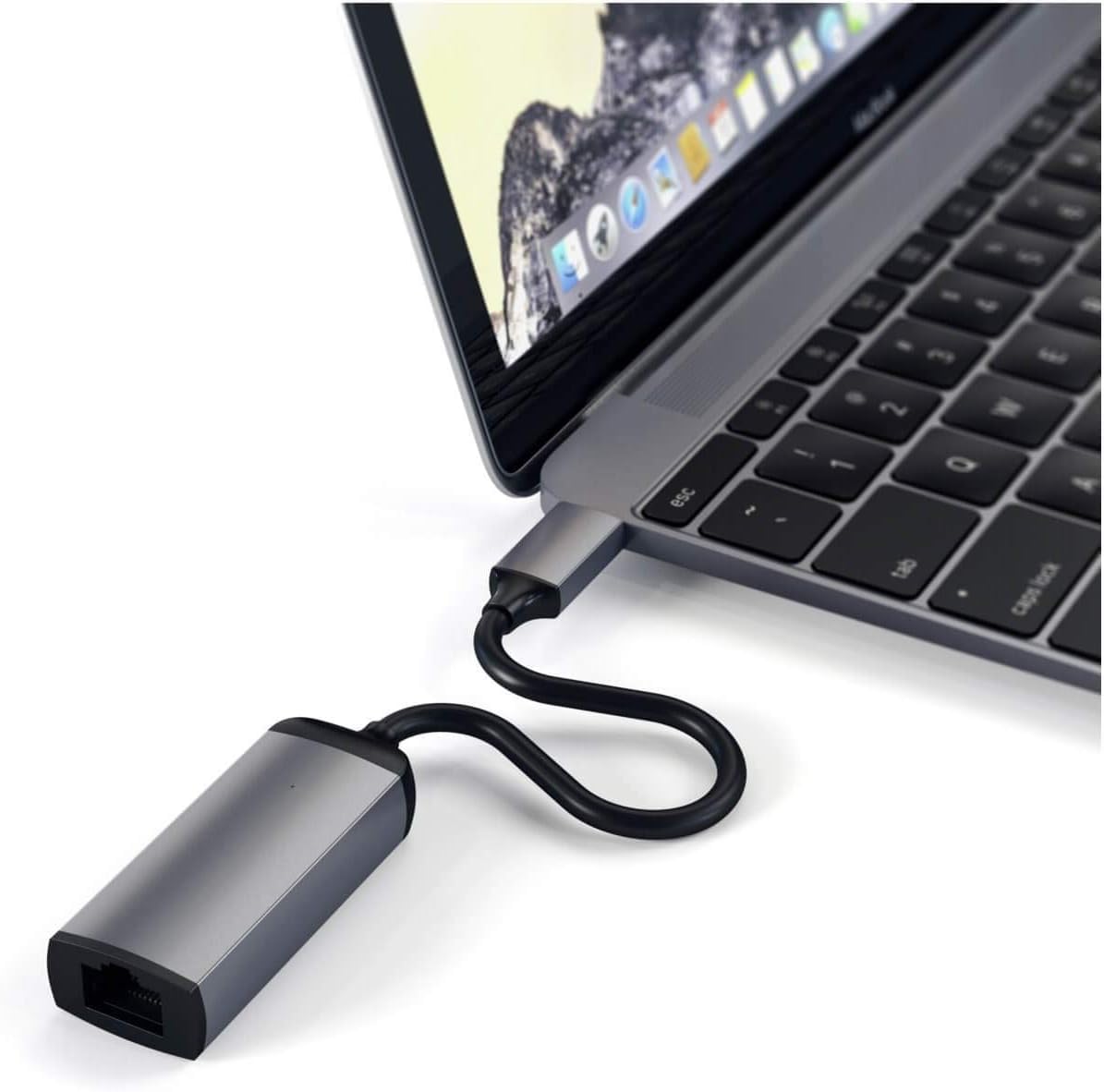 Satechi Aluminum Type-C Gigabit Ethernet Adapter, Compatible with MacBook Air/Pro M5/M4, iPad Air/Pro M5/M4, iPad mini, iPhone 17 - Space Gray