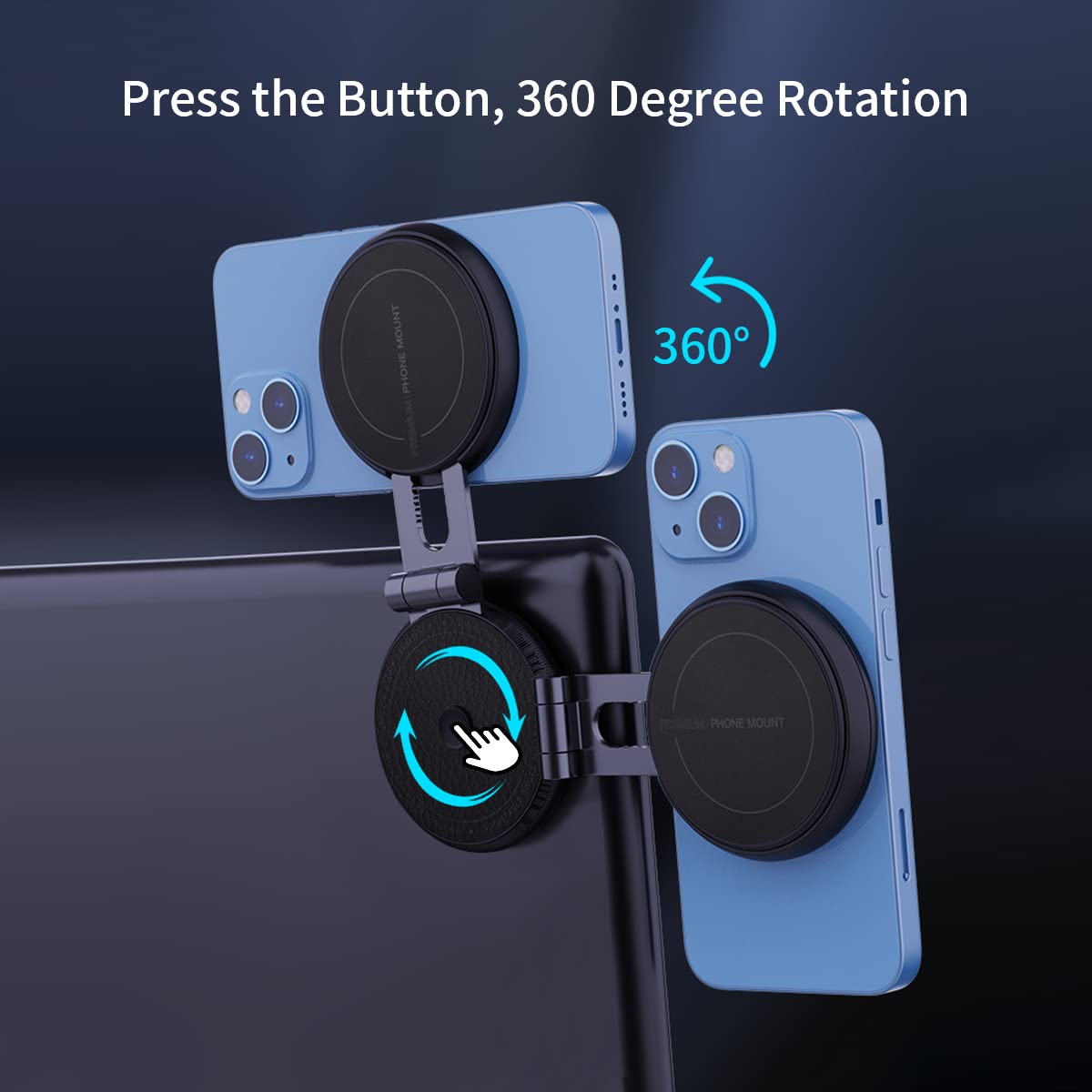 PETERONG Magnetic Car Phone Holder Mount for Tesla Model 3/Y/Mustang Mach-E Compatible with MagSafe, Car Phone Mount Foldable Invisible Cradle Stand