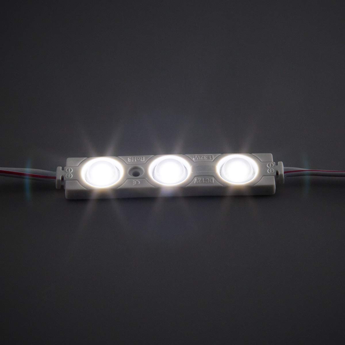 qingchenlight 200 PCS DC12V White 6500K Injection 3 LED Module 1.32W Waterproof Decorative Back Light for Letter Sign Advertising Signs with Tape