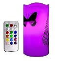 Kelake Flameless LED Candles with 18-Key Remote Timer 5 inch Tealight Butterfly and Plant Decor Wax Electric Candle Lights 12 Color Changing