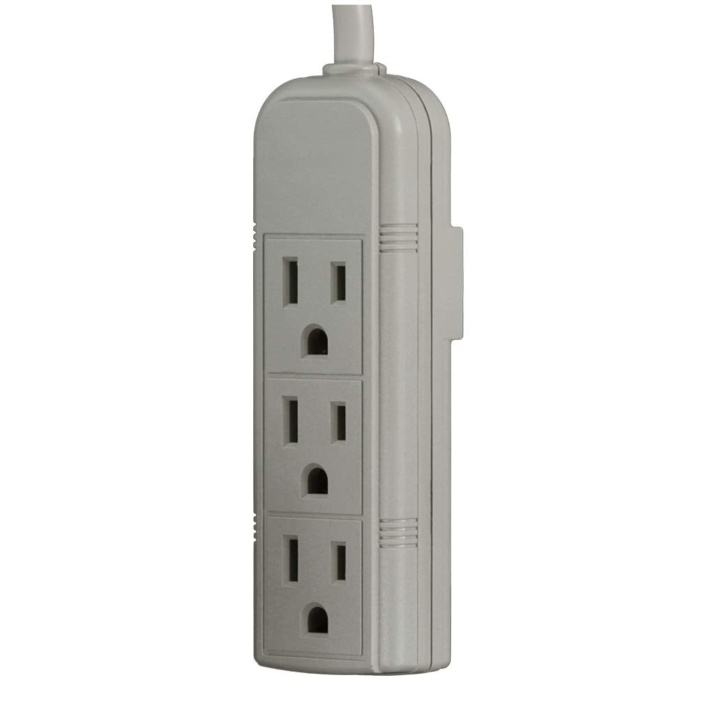 Uninex PS28U Compact Grounded 3-Outlet Power Strip, UL Listed, 1-Foot, 24-Pack