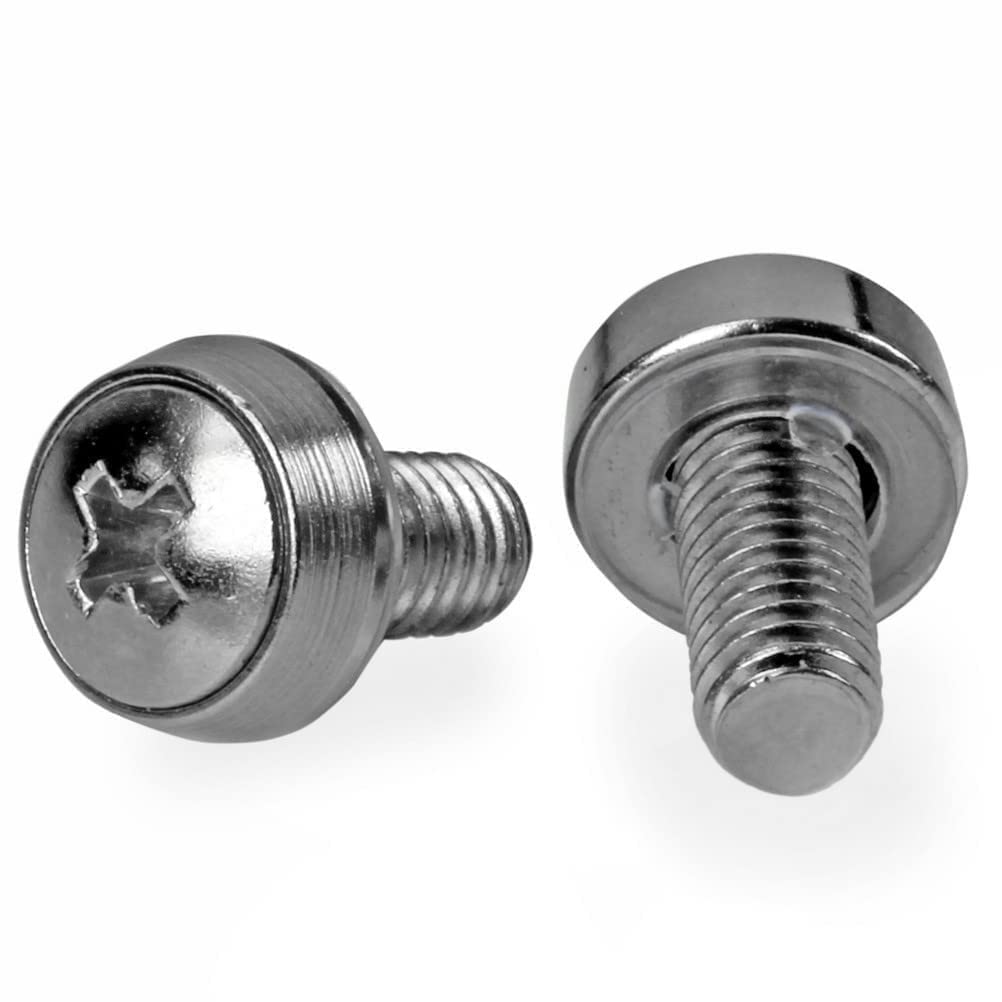 StarTech 100-Pack M6 12mm Mounting Screws, Nickel-Plated, 19in & 10in, TAA