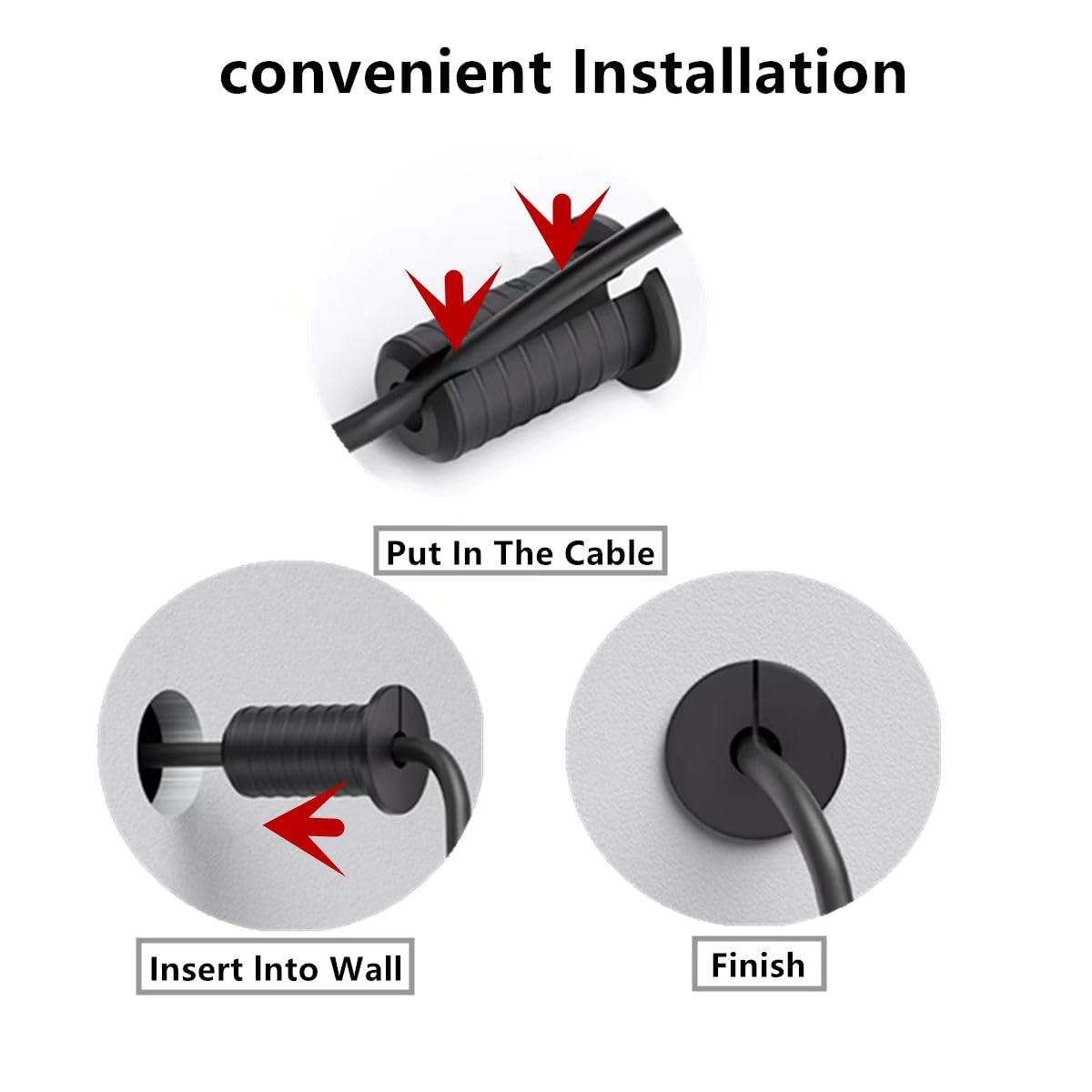 6 Pcs 3/4 inch Silicone Starlink Wall Grommets for Internet, Waterproof Wall Bushing for Organizing Protecting Cords, Black with Thread
