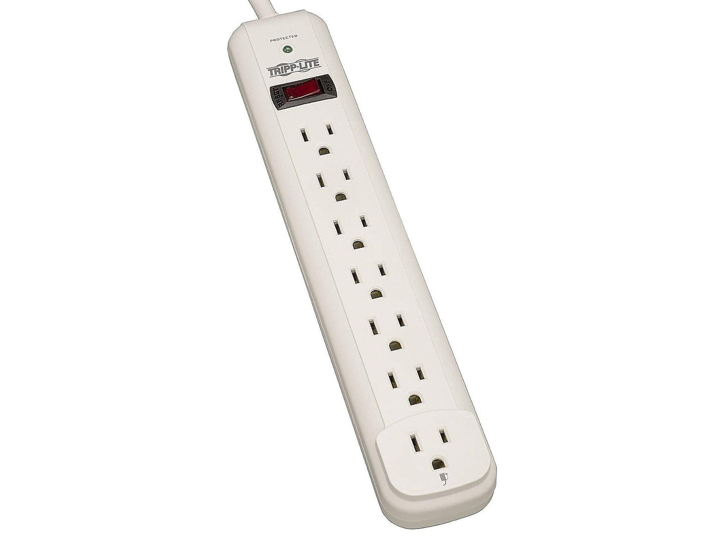 Tripp Lite Protect It! Surge Protector, 7 AC Outlets, 25 ft Cord, 1,080 J, Light Gray