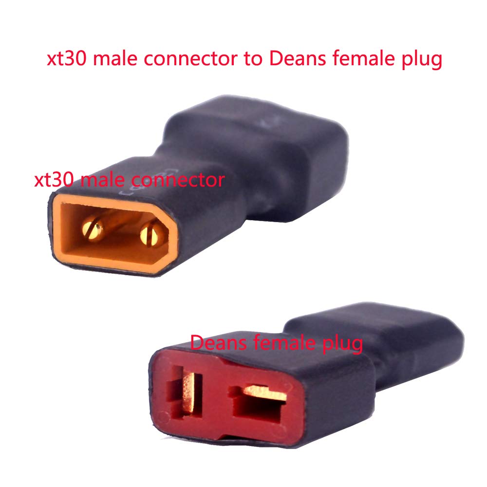 Yiqigou 2 Pairs No Wire Deans-T Plug Male Female Connector to XT30 Male Female Plug Connector Conversion Adapter for RC Batteries