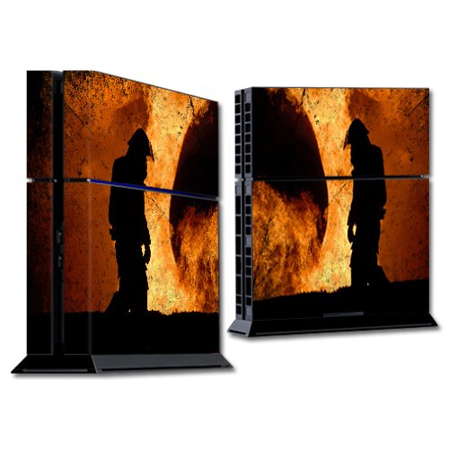 MightySkins Skin Compatible with Sony PS4 Console - Fire Fighter | Protective, Durable, and Unique Vinyl Decal wrap Cover | Easy to Apply, Remove,