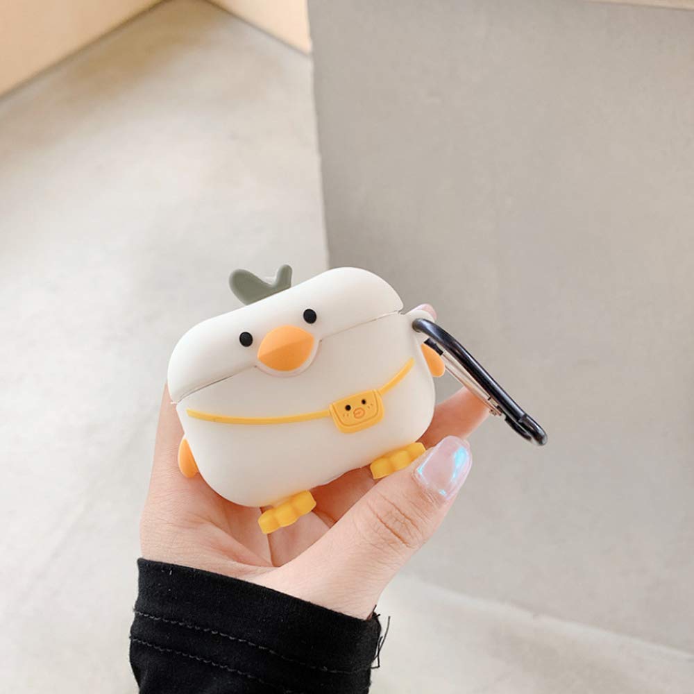 Cute Duck Case Compatible for AirPods Case Pro & Pro 2 Generation, Men Women Silicone Funny Kawaii Fashion Cartoon 3D Duck Skin Cover for AirPods