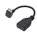Tivid mini hdmi 90 Degree Adapter Right Angle mini hdmi Male to HDMI Female Cable Adapter Connector Support 1080P Full HD, 3D (0.15m, Downward Angle).