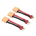 OliYin 3pcs Male T Plug to Female XT90 Connector Converter Adapter with 12awg 1.96inch Wire(Pack of 3)