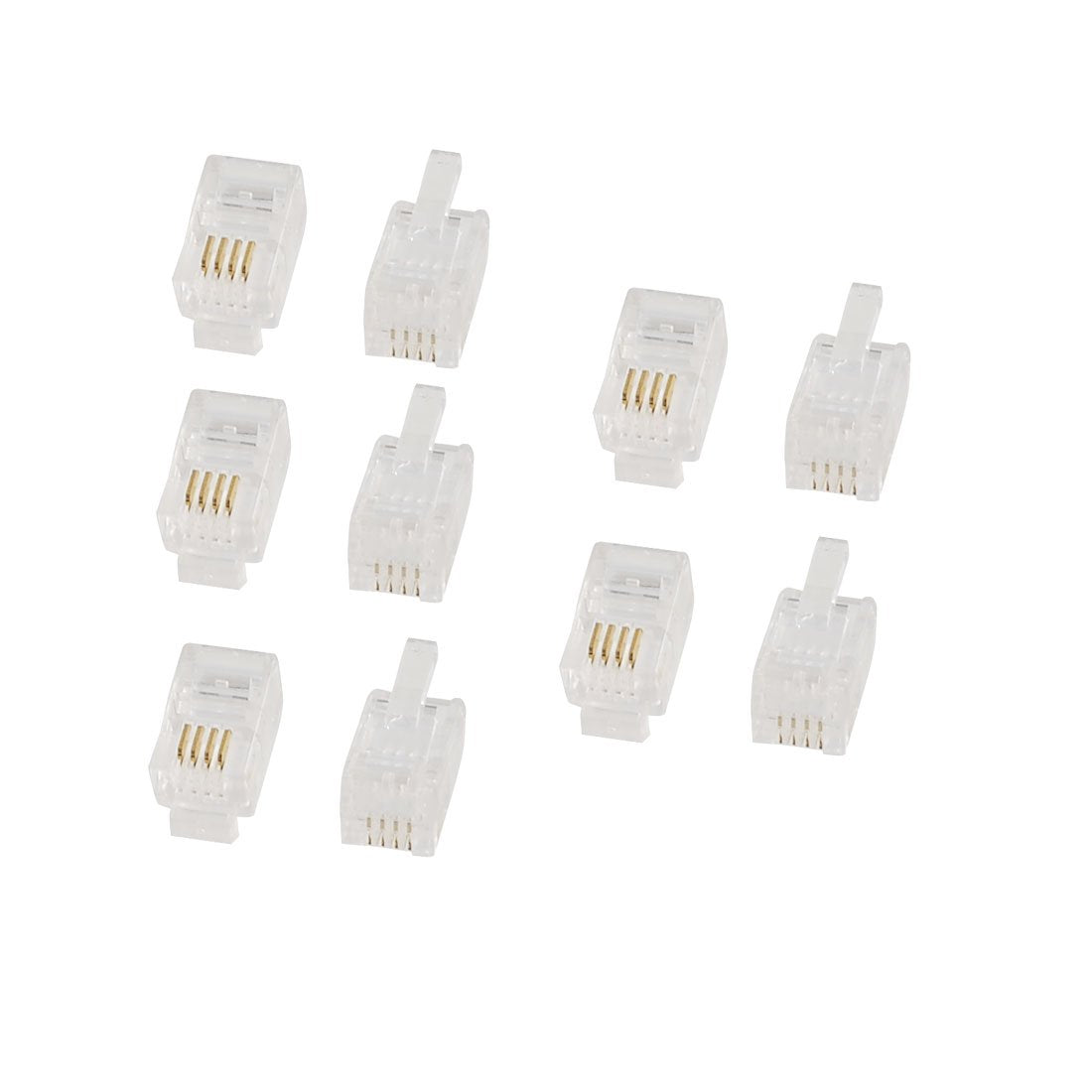 uxcell 10 Pcs RJ09 Connector, 4P4C RJ09 Modular Telephone Plugs Jack for Phone Line Cord, Standard Phone Jack Adapter Connectors Crimp End Crimper