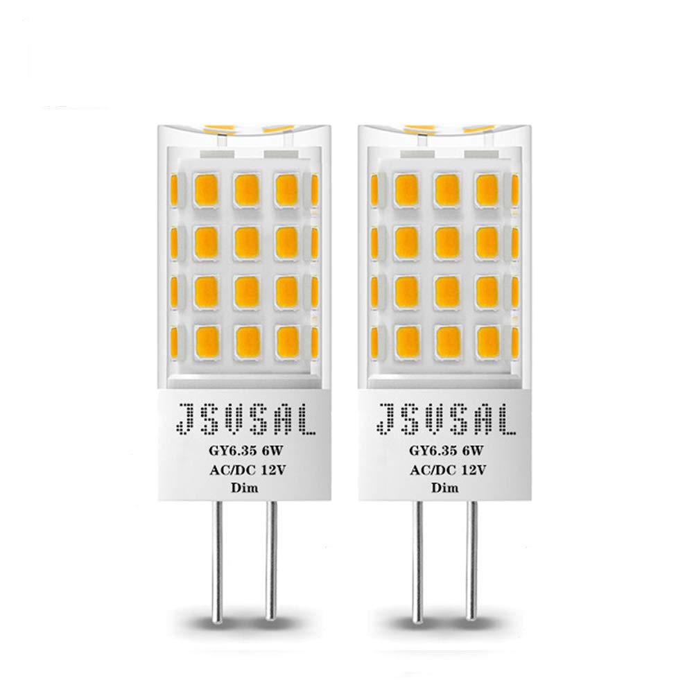 JSVSAL GY6.35 G6.35 LED Bulb,6W 12V,Daylight White 5000K,Dimmable,2-Pack