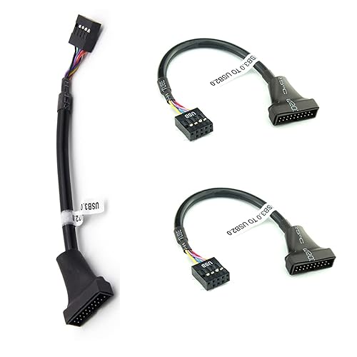 ThtRht 3 Pack USB 3.0 Header to USB 2.0 Motherboard Adapter 19 Pin to 9 Pin Connector Cable Front Panel USB3.0 to 2.0 Converter 19pin Male to 9pin