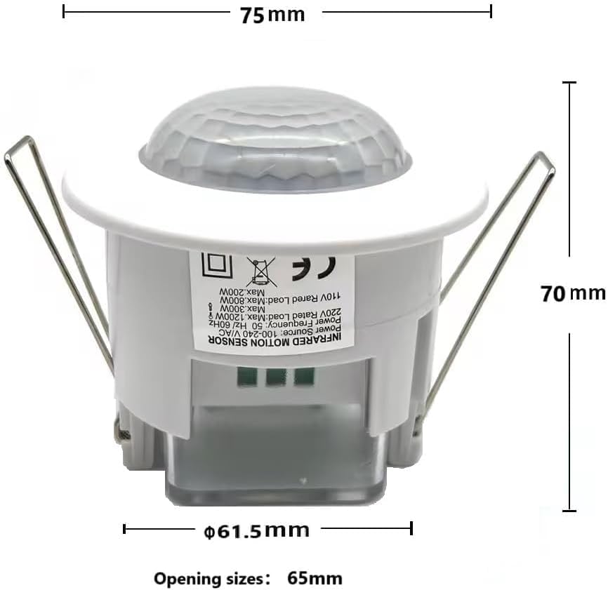 Clearhill PIR Motion Sensor, Ceiling Mount, Embedded Infrared Motion Detector, Embedded Occupancy Sensor, 360° Detection, 110V-240V, Adjustable Timer