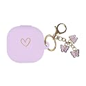 AIIEKZ Compatible with Samsung Galaxy Buds FE/ 2 / Buds Pro/Buds Live/Buds 2 Pro, Soft Silicone Case with Gold Heart Pattern with Cute Butterfly
