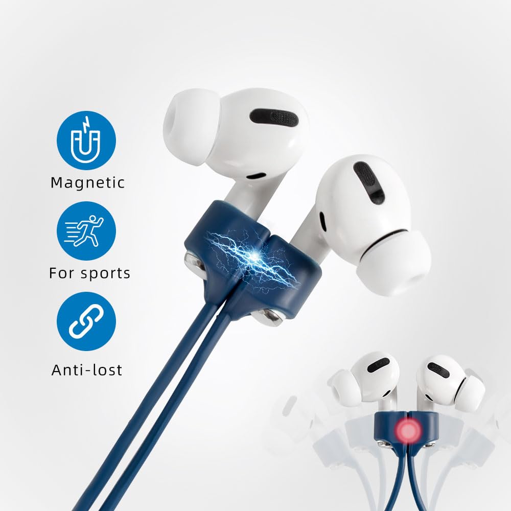 Magnetic Anti-Lost Straps for AirPods,4 Pack Ultra Strong Magnetic AirPod Strap Anti-Lost Neck Rope Cord,Soft Silicone Sports Lanyard Compatible