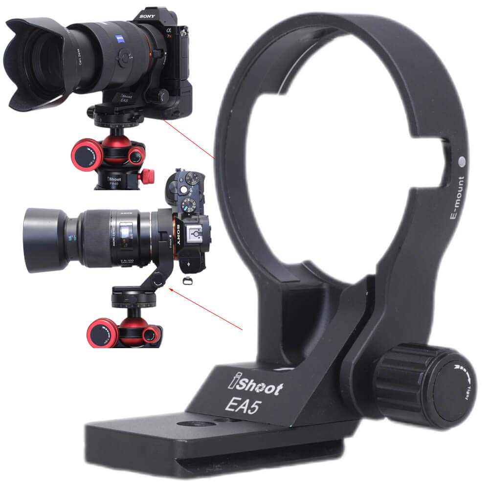 iShoot 66mm Lens Collar Tripod Mount Ring Compatible with Sony LA-EA5 Mount Converter Adapter Ring, Lens Support Holder Bracket Bottom is Arca-Swiss