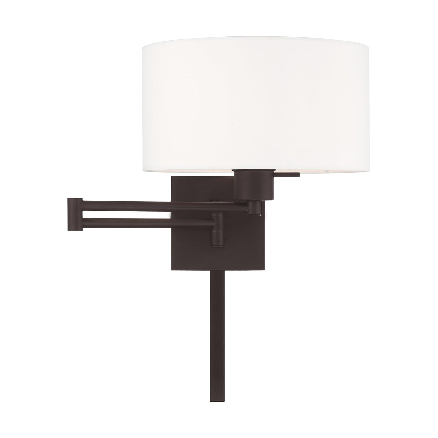 Livex Lighting 40036-07 24.25" One Light Swing Arm Wall Mount, Bronze Finish with Off-White Fabric Shade