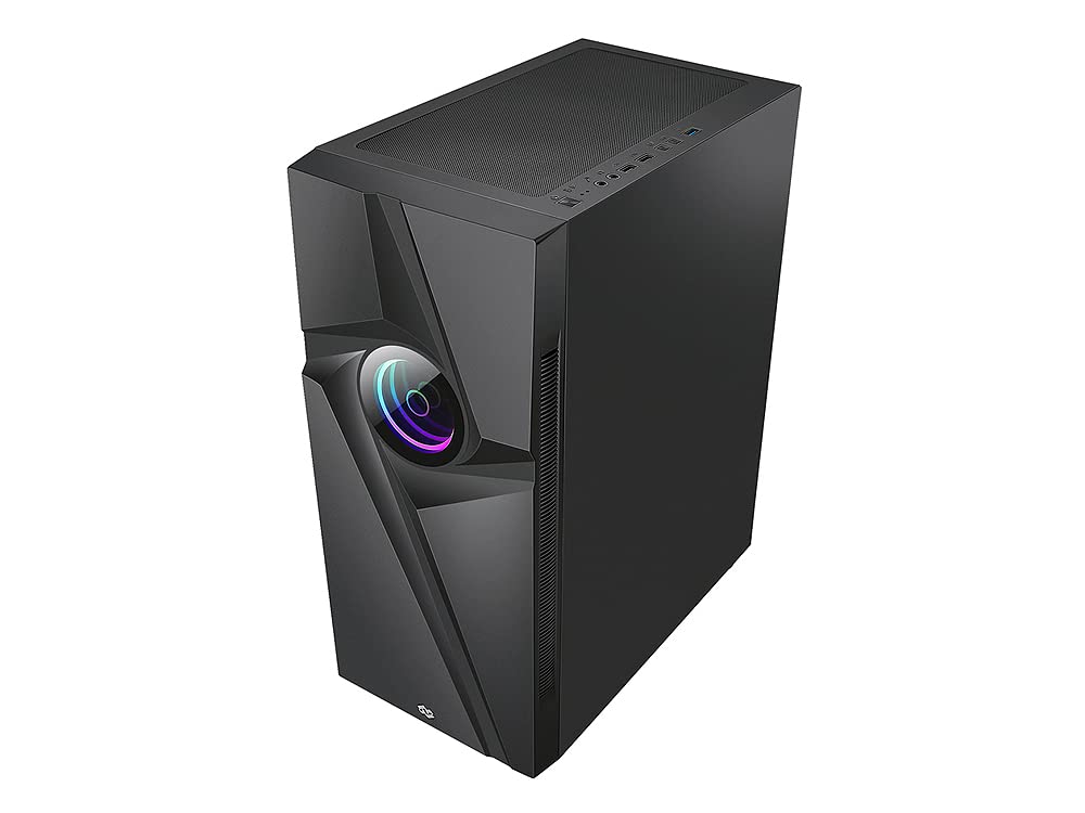 Bgears b-Vortex-RGB Gaming PC ATX case with Optical Illusion Effect ARGB Front Panel, Tempered Glass Side. 1 x USB3.0, Include a 1 x PWM 120mm b-ARGB