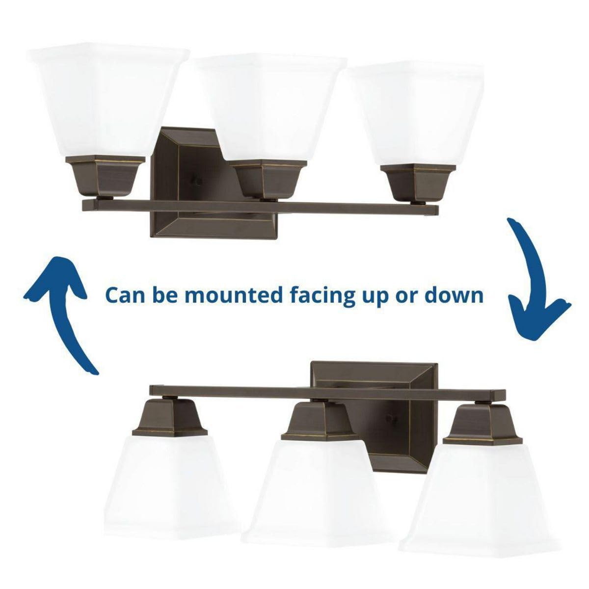 Progress Lighting Clifton Heights Collection 3-Light Etched Glass Craftsman Bath Vanity Light Antique Bronze, 8.38x23.00x23.00