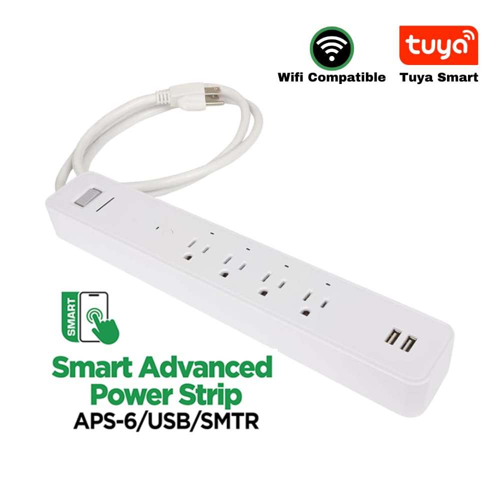 MaxLite, APS-6/USB/SMTR, Smart Advanced Power Strip, 4 AC Outlets, 2 USB Ports, 245 Joules of Surge Protection, App Controlled, Google & Alexa