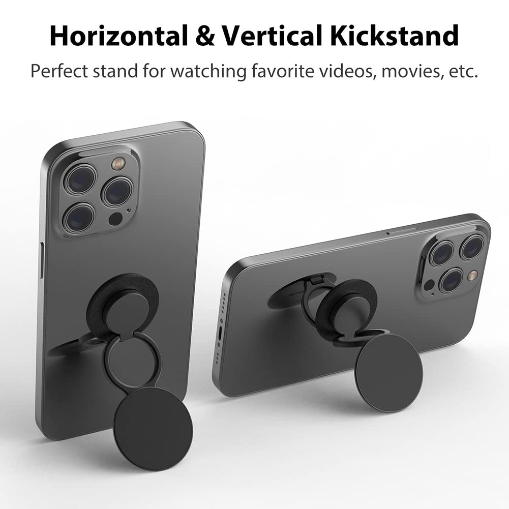 MonIdea Phone Grip, Phone Ring Holder Finger Kickstand, 360°Rotation & Adjustable Metal Cell Phone Rings Gripper Stand Work with Magnetic Car Mount