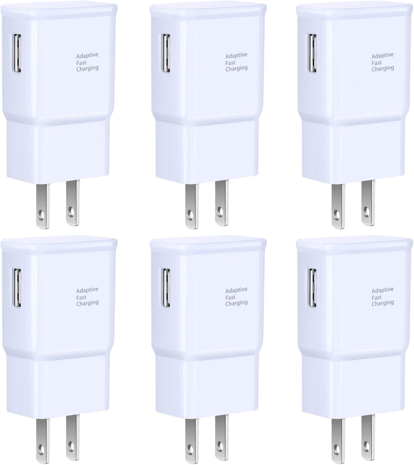 Adaptive Fast Charging Wall Charger Adapter, Eversame 6-Pack Fast Charging Block Travel USB Charger Box Compatible with Samsung Galaxy S21 S20 S10 S9